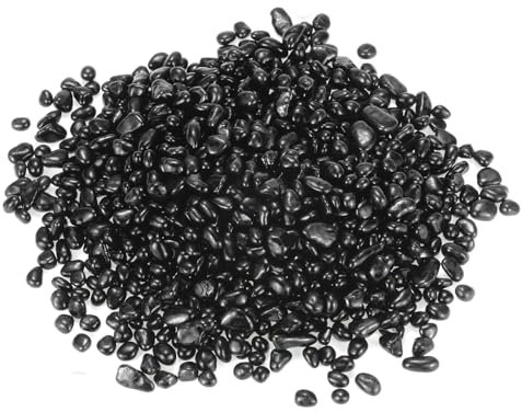 M METERXITY Hoher Glanz Runde Feuerglasperlen, GlasPlattee, Glaskiesel, Glasmurmeln für Vasen/Feuerstelle/Basteln/Aquarium/Gartendekorationen 8-13mm, 550g/1.21-Pfund [Schwarz]