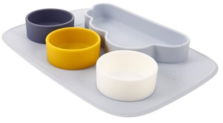 Toyvian Silikonplatte Mikrowellen geeignete Teller Spülmaschinenfeste Teller Futternapf für Kleinkinder -LED-Entwöhnungsbuch Silikonteller für Kleinkinder unterteilte Platten Kieselgel