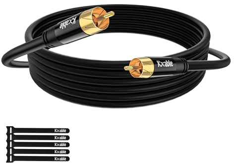 Cavo audio per subwoofer da RCA a RCA, 25 m, cavo audio coassiale digitale, cavo RCA S/PDIF premium per Home Theater, HDTV, subwoofer, sistema Hi-Fi, amplificatore, rame stagnato 22AWG, doppia