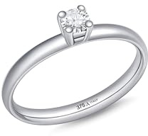 Amberta Labbdiamanter 9ct Guld 0,16 karat Labbodlad Diamantring för Kvinnor | 9ct Gulddiamantring | Förlovningsringar för Henne Guld | Solitärring i Vitt Guld, F Färg VS1 Klarhet