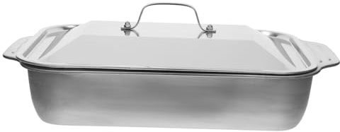 CATIEBYE Stainless Steel Roasting Pan with Lid 41x24x7.5cm Rectangular Fish Roasting Tray Catering Hotel Pan Metal Food Tray for Home and Commercial Use