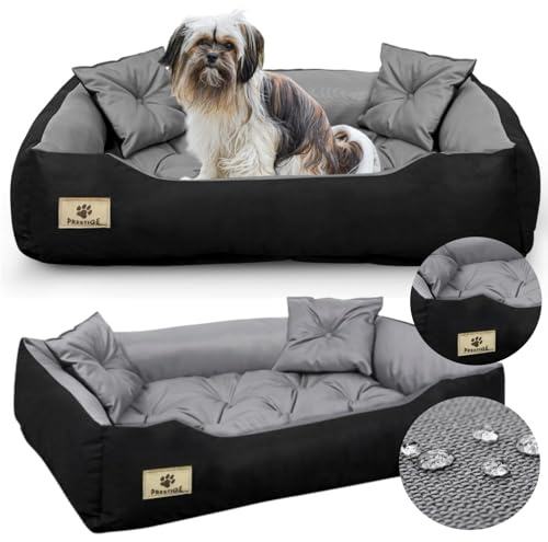 KING DOG Hundebett sehr Grosse Hunde Waschbar XXL 130 x 105 cm Wasserdicht Hundekissen Haustierbett Hundekorb Hundebett Abwaschbar Orthopädisches Wasserdichtes Material Silikon Füllung Grau