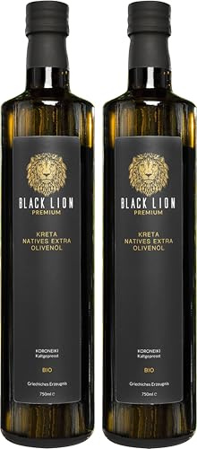 Black Lion Premium Creta - Olio di oliva biologico greco spremuto a freddo, nativo extra | dolce e fruttato | 100% oliva Koroneiki Premium (2 x 750 ml)