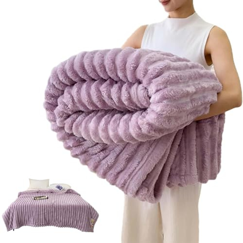 Manta de Franela para Cama y Sobrecama Mantas para Cama Cobijas de Invierno Manta Gruesa y Suave Tacto Ultra Suave, Cálida y Mullida Manta Polar para Sofá(Purple,120 * 200cm/47.2 * 78.7in)