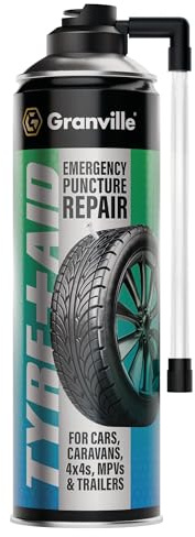 Granville Tyre Aid – 500ml Aerosol | Puncture Repair Can | Car Puncture Repair Kit Sealant | Temporary Tyre Inflator | Puncture Sealant for Cars, Caravans, MPVs & Trailers | Quick & Easy Emergency Fix