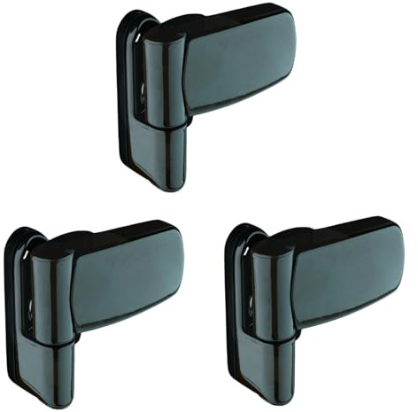 [FIXINGS DIRECT] Ultimate UPVC Double Glazing Door Flag Hinge (White, Black, Gold, Chrome, Grey) High Security, Fully Adjustable 85mm x 89mm Flag Hinge for Composite Doors (3, Black)