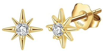 HeyMeili boucles d'oreilles femme en Cz diamant clous d'oreilles forme étoile plaqué or jaune pour les femmes