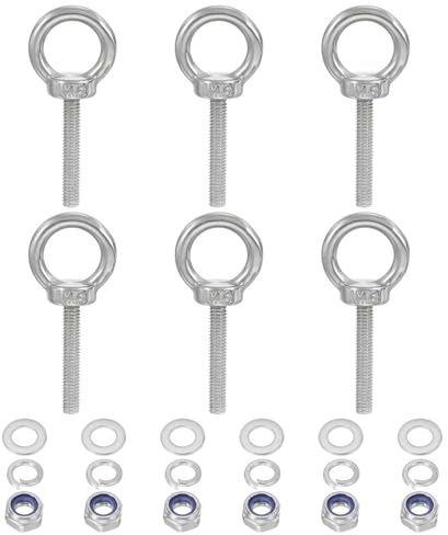PATIKIL M6 x 35mm Bullone Ad Occhio Con Dado, 6 Pezzi 304 Acciaio Inossidabile Bullone Ad Occhio Per Sollevamento Vite Per Sospensione, Argento