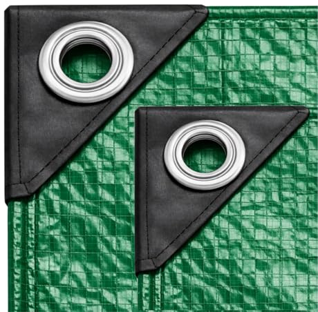 Telone protettivo da 6 x 8 metri, 150 g/m², per campeggio, giardino e giardino, impermeabile, con occhielli, 6 x 8 cm, colore verde