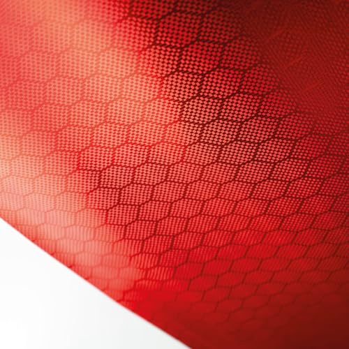 Finest Folia Hexagon Carbon Folie Selbstklebende 3D Autofolie Wabenmuster Car Wrapping Carbonfolie Tuning für Auto Motorrad mit Waben (Rot, 0,5m x 1,52m)