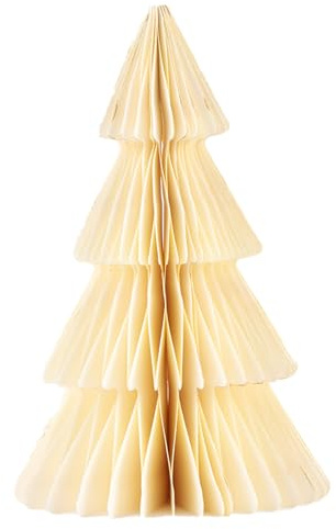coopz Weihnachtsschmuck Tanne spitz 30cm Papier Aufsteller Weihnachten Baumschmuck, Farbe:Creme