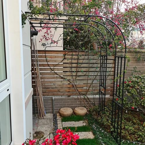 Arche de jardin demi-ronde en métal pour terrasse, treillis mural pour plantes grimpantes, décoration de mariage, arches de ballons avec roses et fleurs (220 x 240 x 40 cm)
