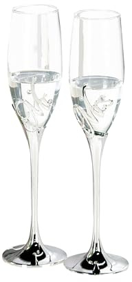 CULT at home Sektgläser Geschenkset Mr & Mrs - 2 ausgefallene Sektgläser Hochzeit im hochwertigen Geschenkkarton – Sektglas Deko Tischdeko Hochzeitsdeko Höhe Gläser 27 cm