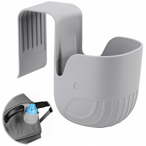 Kinder-Getränkehalter für Autositz, Universal Becherhalter für Autositze, Rutschfester ABS Becherhalter, Geeignet für Kinderwagen, Rollstühle und Autos, grau