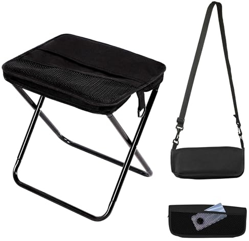 HESUSLA Multifunktionella campingpallar, fällbara resor och fällstolar kan användas för aktiviteter som camping, fiske och vandring. Bärförmåga på 120 kg (svart)