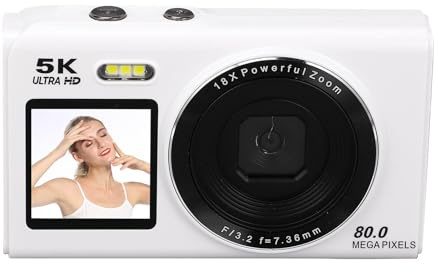 ASHATA 5K 80MP Digitalkamera, 18x Zoom Dual Screen WiFi Retro Compact Camera mit Flash Mehrfachmodi mit 2,8 -Zoll -UHD -Bildschirm 256 GB Unterstützung für Jugendliche (2)