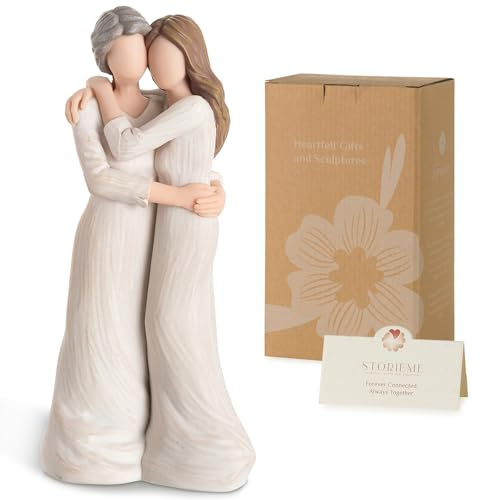 Storieme Sentimental Gifts for Mom from Daughter: Mother Daughter Hugging Resin Figurines Sculpture - Mom's Gift for Birthday Mother's Day Christmas Home Decor