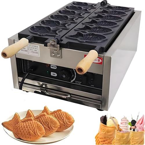 Nuxyyds Machine électrique Taiyaki, Gaufrier De Poisson Taiyaki, Sorbetière Taiyaki, Moule à Double Poêle en Forme De Revêtement Antiadhésif, pour La Cuisine à Domicile, Les Desserts De Fête