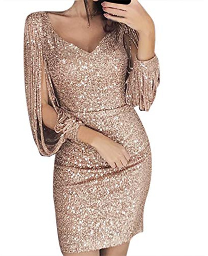 Robe Femme Chic Et Elegant De Soiree Paillettes Ensemble Paillette Bleu Sequins Annee 20 Brillante Longue Sexy Fête Manche Fete Doree Soirée Robes Dorée Années Réveillon Tenue Courte Hiver Charleston