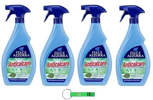 4x Felce Azzurra Anti-Kalk-Badreiniger,Detergente Bagno Anticalcare,Antikalk Kalklöser,750ml + Beni Culinari Kostenloser Schlüsselanhänger