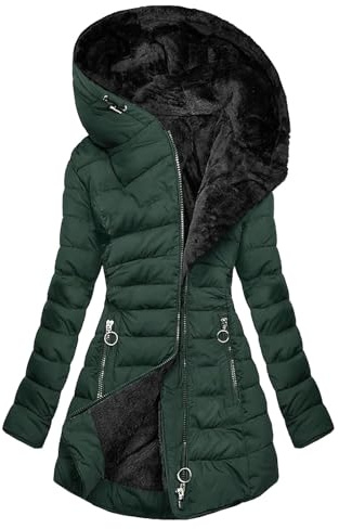2026 Abrigo Invierno Mujer Plumón Chaqueta Forro Polar con Cremallera Abrigo Plumas Largo Grueso Sudadera con Capucha Cálido Parka Plumas Suave y Confortable Hoodie Tallas Grantes