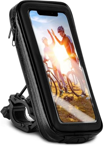 moex Fahrradtasche für iPhone 17 Handyhalterung Fahrrad Lenker wasserdicht, Lenkertasche mit Touch Fenster, Fahrradhalterung Handy 360 Grad drehbar, eBike Halterung, Schwarz