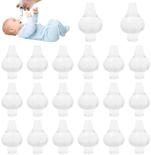 BORISCA 20 Pack Jeringuilla Lavado Nasal Bebe - Adaptador Jeringa Lavado Nasal Bebe Reutilizable Accesorios de Lavado Nasal Bebé de Silicona Suave para Seringa Lavagem Nasals