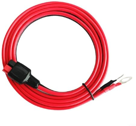 Alanmoship 1 confezione da 45 A cavo connettore batteria con terminale O-Ring, filo di rame stagnato per pannello solare e centrale elettrica portatile, rosso e nero, 10 AWG (1,5 m)