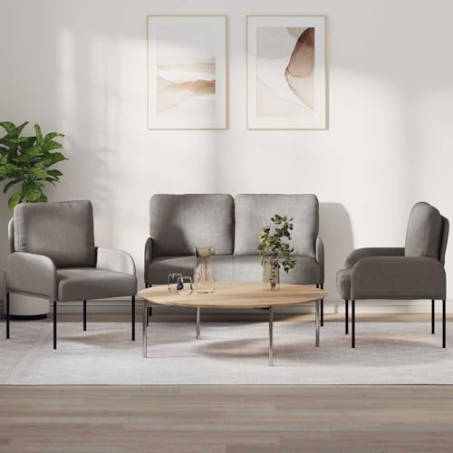 sephironlbb Sofagarnitur 3-teilig Taupe aus Sperrholz mit Metallbeinen 115 x 56 x 80 cm modernes Wohnzimmer Sofa Couch Polstergarnitur Zweisitzer Dreisitzer mit komfortabler Sitzfläche und stilvollem