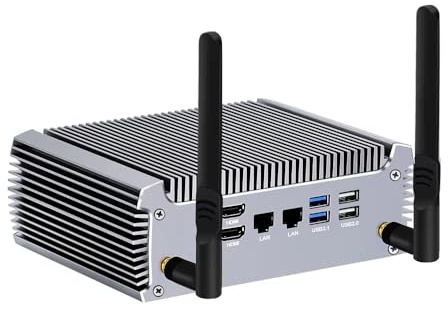 Fastcalc Lüfterloser Mini-PC, Ryzen 7 7730U, Barebone, 2X LAN, Win11, 2X 4K