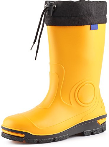Ladeheid Botas de Agua en PVC Unisex Botas Impermeables para Niños Rainboots de Goma Infantiles Niñas LARB014 (Amarillo, 33/34 EU)