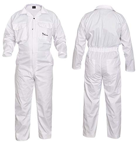 White Men's Coverall Overalls Boiler Suit Coveralls Work Wear Mechanics Boilersuit