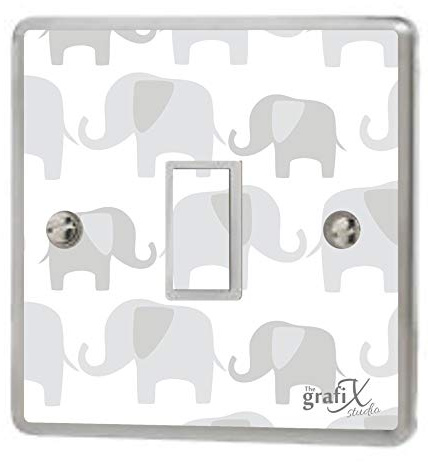 Sw151 - Vinilo adhesivo para interruptor de luz, diseño de elefante, color gris