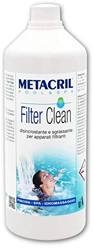 Metacril Filter Clean, Disincrostante e Sgrassante per Filtri di Piscina e Idromassaggio di Tutte Le Marche e Dimensioni - 1 LT