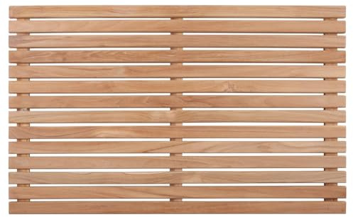 Nordic Style Premium Teak Shower and Bath Mat for Indoor and Outdoor Use - Non-Slip Wooden Platform for Spa, Sauna, Pool, Hot Tub - Flooring Decor and Protector (31.4 x 19.6, Natural Finish)