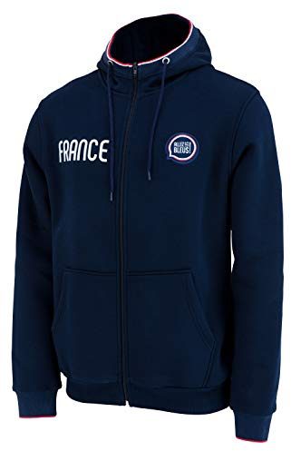Allez Les Bleus - Felpa con cerniera e cappuccio, collezione ufficiale da uomo, Uomo, blu, M