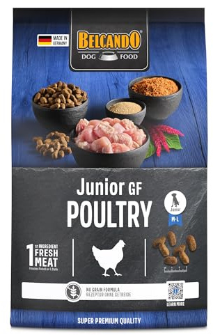 BELCANDO Junior GF Poultry [4 kg] getreidefreies Hundefutter | Trockenfutter ohne Getreide für Junge Hunde | Alleinfuttermittel für Hunde ab 4 Monaten
