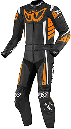 Berik Zakura 2-Teiler Motorrad Lederkombi, schwarz/weiß/orange, 54