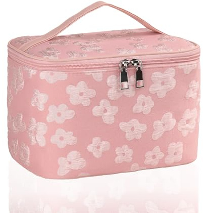 Kosmetiktasche Mädchen,Schminktasche Organizer, Makeup Tasche,Schminkbeutel mit Pinselfach,Make Up Kosmetiktasche Geschenk für Damen und Mädchen