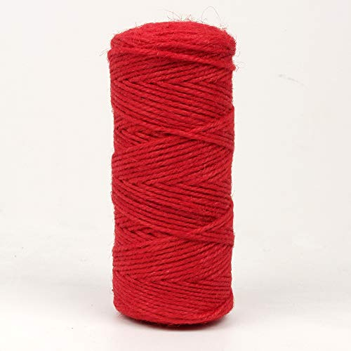 Micomon Jute-Schnur für Bastelarbeiten, Geschenke, Verpackung und Gartenarbeit, 90 m, Rot
