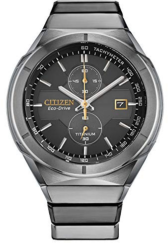 Citizen Orologio da uomo Eco-Drive Sport Luxury Armor in Super Titanium, quadrante nero (Modello: CA7058-55E), Silver Bracelet, Black Dial, Cronografo