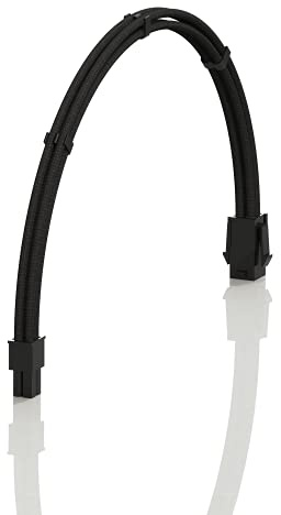 LINKUP - AVA 50cm EPS 4 Pin CPU ATX Motherboard PSU Power Supply Braided Sleeved Custom Mod PC Extension Cable w/Combs | Strong & Stiff Design | Single Pack | 500mm - Black