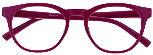 OPULIZE Blu - Occhiali da Lettura Filtro Luce Blu Montatura Tonda Fashion Cerniere a Molla Migliorano il Sonno Gaming Computer Anti Riflesso Rosa Uomo Donna B5-4 +1.00
