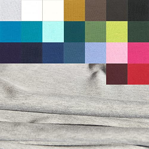 Sweat angeraut - Sweatstoff Meterware - Stretchsweat - Sweatshirtstoff - Joggingbaumwolle warm kuschelig weich - uni * 50 cm x 160 cm *, Farbe: Hellgrau