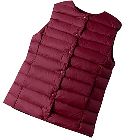 Doudoune sans Manches Femme Hiver Veste Gilet Doudoune Légère sans Manches Doudoune Legere Femme sans Manche Courte Doudoune Matelassée Light Fine sans Manche Femme Duvet Chaude Grande Taille Rouge