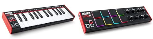 Beat Maker Bundle - AKAI Professional LPK25 and LPD8-25 Key USB MIDI Keyboard with Responsive Synth Keys, and MIDI Controller with 8 RGB MPC Drum Pads, Music Production Software Included