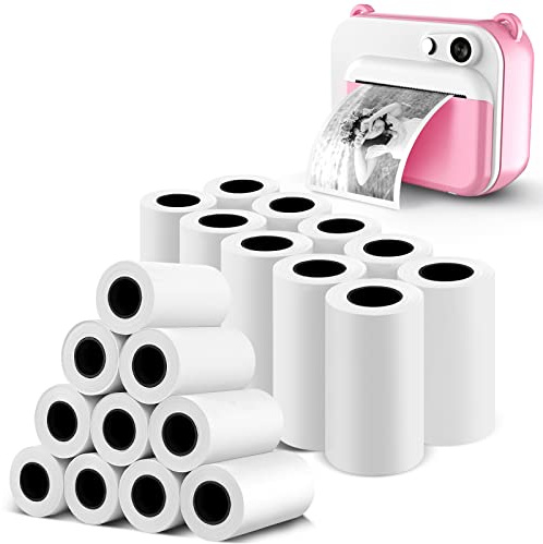 Tkocisa 20 Pack Kids Instant Camera Refill Print Paper, 2.2 x 1.2 Inch, White, 20 Sheets