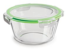 Curver Glass Airtight Food Storage Container- 1L Capacity with Clip Lock - Easy Storage & Keeps Food Fresh - Freezer & Oven Safe