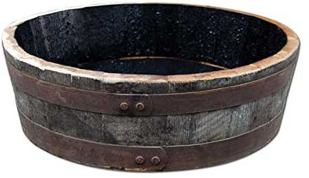 Temesso Whiskyfass Abschnitt als Pflanzschale für Küchenkräuter, Kräuterbeet, Vogeltränke oder Wanne Höhe ca. 18cm (Natur)