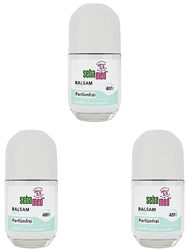 Sebamed Balsam Deo Parfumfrei Roll-on, zuverlässiger Schutz vor Körpergeruch, 48h Wirkung, besonders hautverträglich, frei von Parfum, ohne Aluminiumsalze, 50 ml (Packung mit 3)